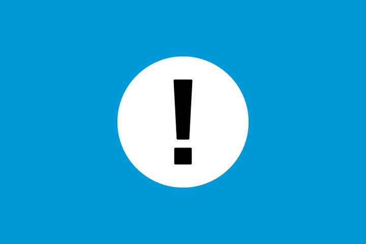 A light blue background with a black and white exclamation mark in the middle.